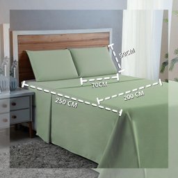 Kit Roupa Cama Casal 100% Algodão 4 Peças Percal 300 Fios Hotel Pousada:verde Bebe - 3