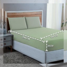 Kit Roupa Cama Casal 100% Algodão 4 Peças Percal 300 Fios Hotel Pousada:verde Bebe - 4