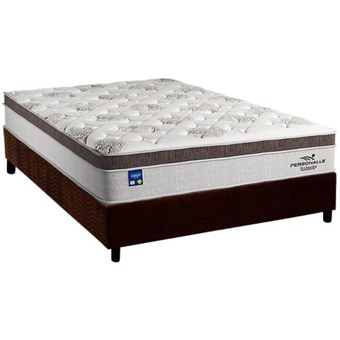 Cama Box Casal: Colchão Molas Ensacadas Plumatex Masterpocket Personalle + Base Crc Suede Brown(