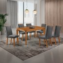 Ver imagem 1 de Mesa de Jantar Liz 180cm Tampo MDF Canto Copo Laminado com 6 Cadeiras Lira