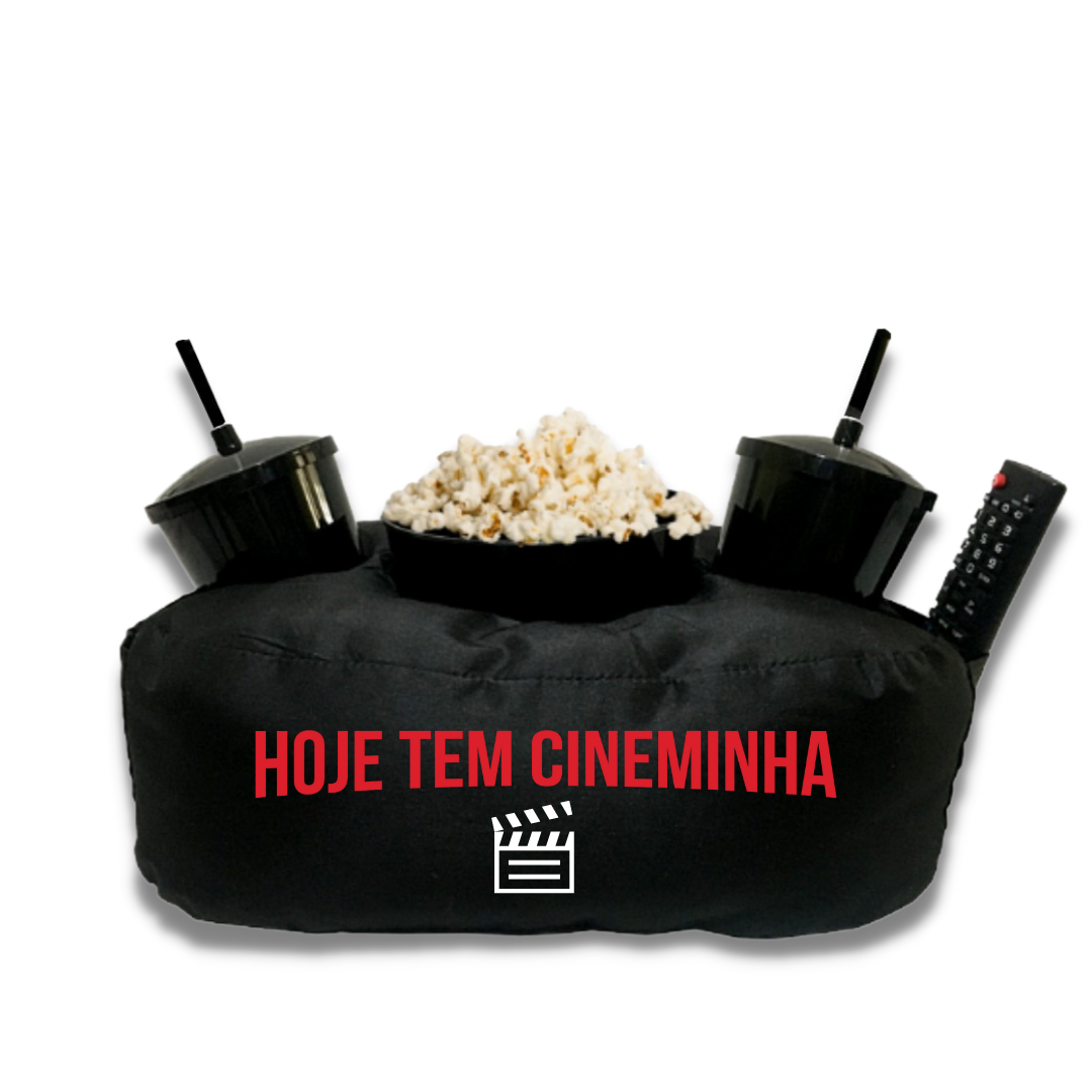 Almofada Porta Pipoca Casal Hoje Tem Cineminha:Preto