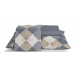 Jogo de Lençol Duplo Queen Santista Percal 180 Fios 100% Algodao Cinza Claro - 1