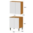 Ver imagem 3 de Kit Armário Aéreo e Balcão 100% MDF 2 Portas 70 cm Luna Cinamomo/Branco