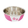 Comedouro de Inox Para Cães e Gatos Bolinhas The Pets Brasil 21cm - Rosa - 1