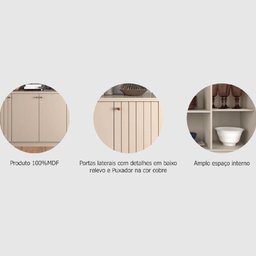 Buffet para Sala de Jantar Lia 100% MDF com 4 Portas Cimol Off White 3 - 5