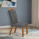 Ver imagem 4 de Cadeira para Mesa de Jantar Larissa New Kit 2 Peças Cinamomo Linho Chumbo - Leifer