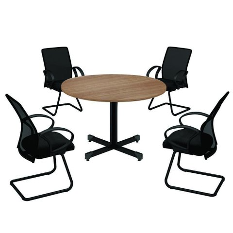 Mesa de Reunião Redonda Boss Empresa Moderno sem Gavetas MDP 120cm Montana Plata