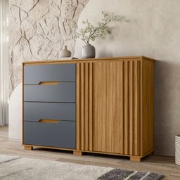 Cômoda Texas 2 Portas e 4 Gavetas Freijó Cinza Moval - 6