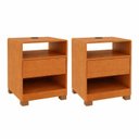 Ver imagem 1 de Kit 2 Mesas de Cabeceira 1 Gaveta 100% MDF com Carregador USB Orgânica Luna Espresso Móveis Marrom