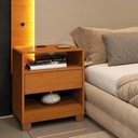 Ver imagem 2 de Kit 2 Mesas de Cabeceira 1 Gaveta 100% MDF com Carregador USB Orgânica Luna Espresso Móveis Marrom
