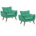 Ver imagem 1 de Kit 02 Poltronas Decorativas Opala Suede Azul Turquesa - SeLiga Shop