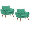 Kit 02 Poltronas Decorativas Opala Suede Azul Turquesa - SeLiga Shop - 1
