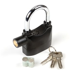 Cadeado com Alarme Antifurto de 110db Trava Reforçada para Casa Bicicleta e Veículos