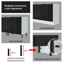 Cozinha Completa Madesa Lux com Armário e Balcão Branco/Preto Cor:Branco/Preto - 10