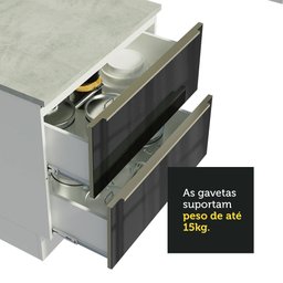 Cozinha Completa Madesa Lux com Armário e Balcão Branco/Preto Cor:Branco/Preto - 7