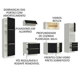 Cozinha Completa Madesa Lux com Armário e Balcão Branco/Preto Cor:Branco/Preto - 4