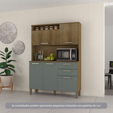 Cozinha Compacta 130,70cm 5 Portas e 2 Gavetas com Tampo 352 Luciane Móveis