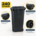 Ver imagem 4 de Lixeira Grande Coletora 240 Litros com Rodas e Alça