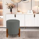 Ver imagem 1 de Puff Thor 3 Pés Linho Cinza Base em Madeira Maciça