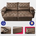 Ver imagem 5 de Sofá Retrátil e Reclinável 2,10m com Porta Copos e Molas Cosmos Velusoft Castor Cama Inbox