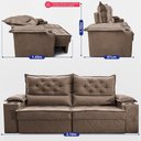Ver imagem 3 de Sofá Retrátil e Reclinável 2,10m com Porta Copos e Molas Cosmos Velusoft Castor Cama Inbox