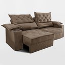 Ver imagem 6 de Sofá Retrátil e Reclinável 2,10m com Porta Copos e Molas Cosmos Velusoft Castor Cama Inbox