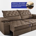 Ver imagem 4 de Sofá Retrátil e Reclinável 2,10m com Porta Copos e Molas Cosmos Velusoft Castor Cama Inbox