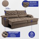 Ver imagem 2 de Sofá Retrátil e Reclinável 2,10m com Porta Copos e Molas Cosmos Velusoft Castor Cama Inbox