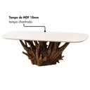 Ver imagem 5 de Mesa Jantar 180cm 6 Lugares Base de Raiz Natural com Tampo Oval 100% MDF Cor:Off White e Raiz