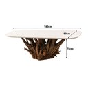 Ver imagem 2 de Mesa Jantar 180cm 6 Lugares Base de Raiz Natural com Tampo Oval 100% MDF Cor:Off White e Raiz