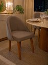 Ver imagem 1 de Cadeira Lua Estofada Moderna Sala de Jantar Suede Marrom