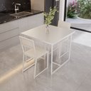 Ver imagem 4 de Conjunto Mesa de Jantar Quadrada Branca 2 Cadeiras Estofado Riviera Industrial Don Castro Dec