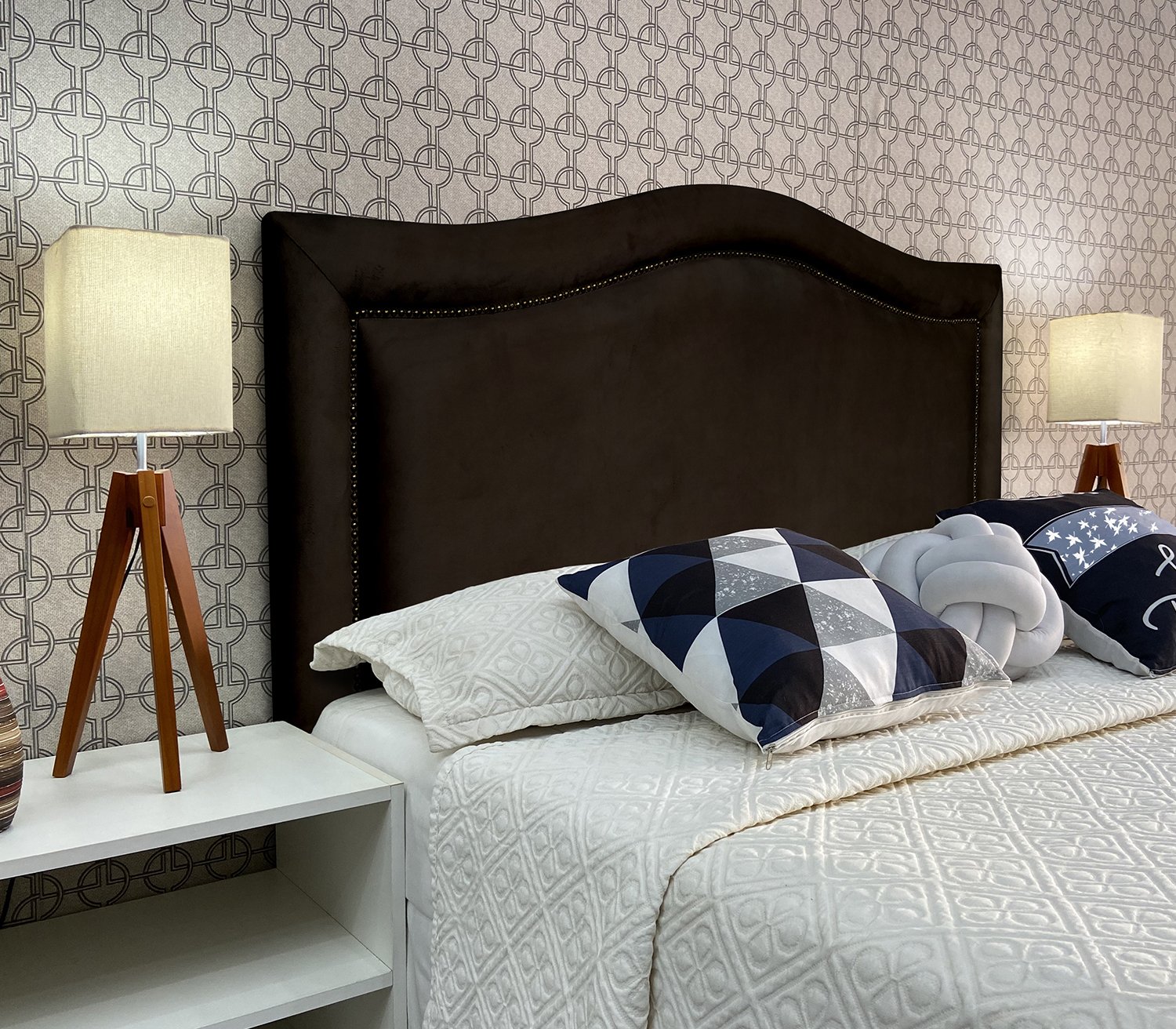 Cabeceira King Estofada Sevilha Provençal Suede Marrom 195 X 120 Rbl - 1