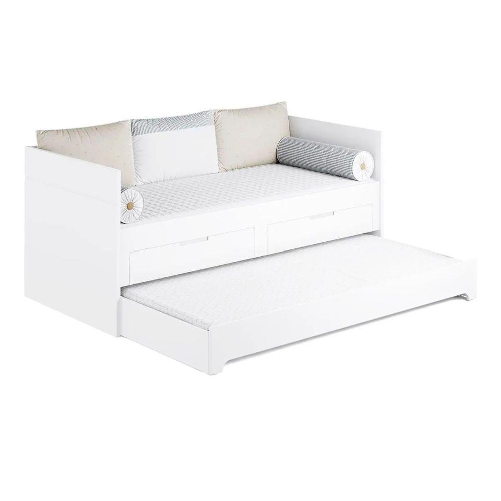 Cama Babá Com Encosto e Gavetas Coleção Soft Divicar - branco - 3