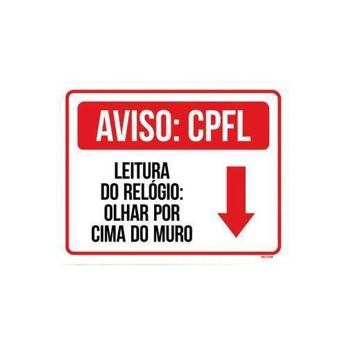 Kit 3 Placas Aviso Cpfl Leitura Relógio Olhar por Cima Muro