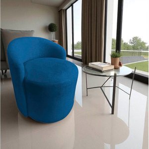 Poltrona Decorativa Yara Orgânica Couro Azul Marinho