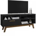 Ver imagem 4 de Rack para TV Até 55 Polegadas Santorini 1 Porta Preto - Pnr Móveis