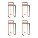 Ver imagem 2 de Kit 4 Banquetas Altas Industriais em Aço Dori Cobre Assento Suede Bege - Cor: Bege