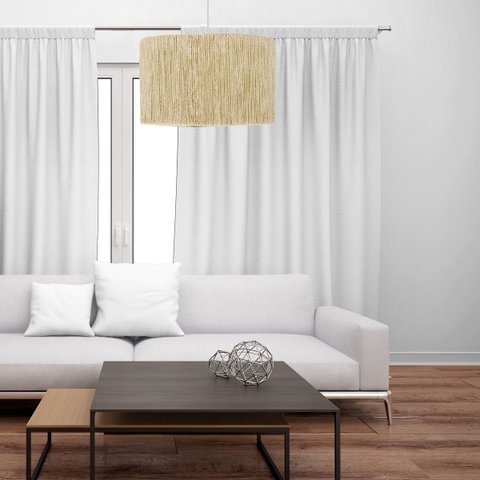 Lustre Luminária Pendente Cúpula Rústica em Corda Sisal