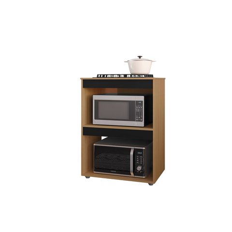 Balcão Adriana para Cooktop 4 ou 5 Bocas Ajl Móveis - Amêndoa/preto