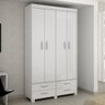 Guarda-Roupa com Pés 4 Portas 4 Gavetas Jeribá 3443 - Branco Textura - 1