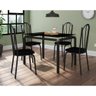 Conjunto De Mesa Com 4 Cadeiras Malva Tampo De Vidro 107cm SF Preto Fosco Assento Preto Artefamol 10 - 1