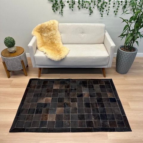 Tapete de Couro Tons Marrom Café 100x150 Placas 10cm Quadriculado