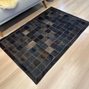 Ver imagem 2 de Tapete de Couro Tons Marrom Café 100x150 Placas 10cm Quadriculado