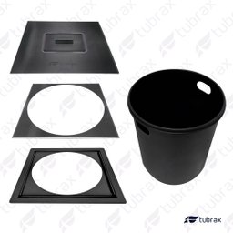 LIXEIRA DE EMBUTIR EM ACO INOX COM ACABAMENTO ESCOVADO PRETA - TUBRAX LAC0002-C - 2