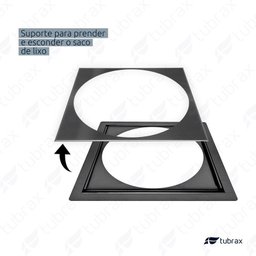 LIXEIRA DE EMBUTIR EM ACO INOX COM ACABAMENTO ESCOVADO PRETA - TUBRAX LAC0002-C - 3