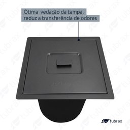 LIXEIRA DE EMBUTIR EM ACO INOX COM ACABAMENTO ESCOVADO PRETA - TUBRAX LAC0002-C - 1