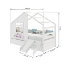 Ver imagem 5 de Cama Casinha com Janela com 02 Gavetas e Escada/escorregador Madeira Maciça Branco Housin