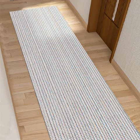 Tapete Passadeira Cozinha Antiderrapante 2.00m X 45cm Decoração Corredor Tear Artesanal 100% Algodão