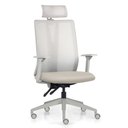 Ver imagem 2 de Kit 2 Cadeiras Escritório Giratória Presidente Flow F02 Base Cinza Sintético Bege - Lyam Decor